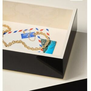 Anthropologie Modern Lacquer Black Ivory Trinket Jewelry Box